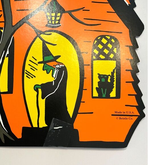 3 vintage Beistle paper Halloween die cut decorations witchs and owl - Picture 10 of 10